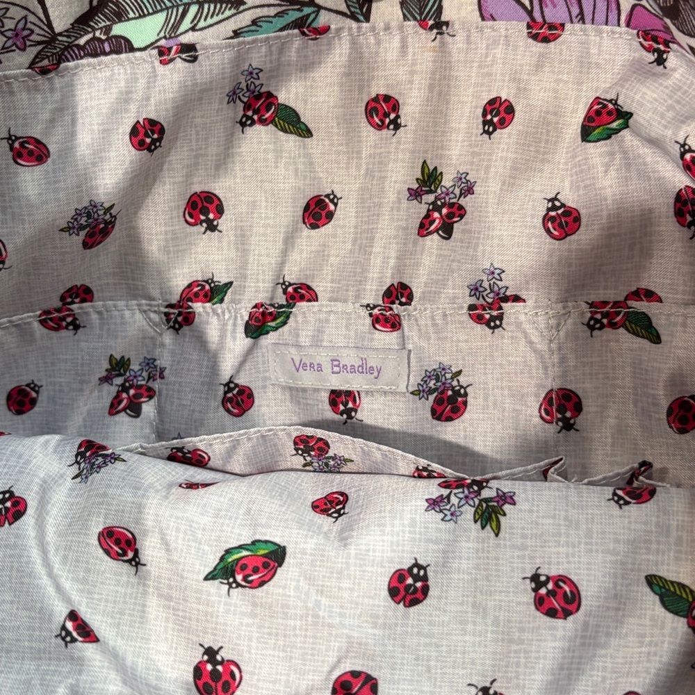 Vera Bradley purple floral and lady bug tote bag - Picture 8 of 9